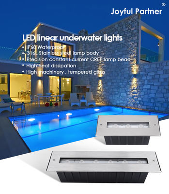 Lampu Bawah Air IP68 RGB Warna Baja Tahan Karat 316L 6*2W DC24V DMX 512 Dapat Dikontrol Untuk Tirai Air