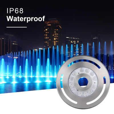 LED Fountain Light 316L Baja tahan karat Tempered Glass DC12V24V 12x3W RGB3in1 LED CRI85