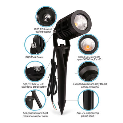 IP66 LED Lampu Lanskap Luar 10W COB Pohon Taman Spike Pencahayaan