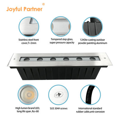Cahaya bawah tanah LED putih hangat SUS 316 6W 12W Lampu linier taman
