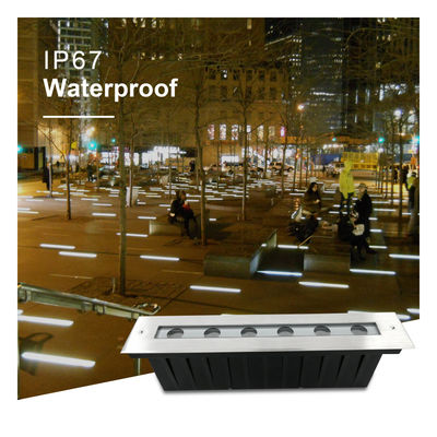 Cahaya bawah tanah LED putih hangat SUS 316 6W 12W Lampu linier taman