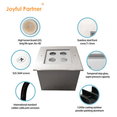 12VDC Square Underground Lamp IP67 4W 8W 125*125MM Baja tahan karat DMX RGBW4in1