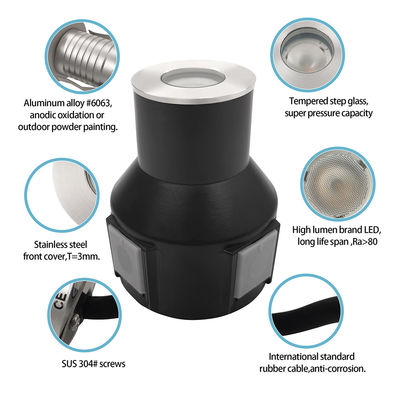 3W IP67 Lampu Tangga Taman RGB3in1 Aluminium Housing Stainless Steel Front Cover Dengan Garansi Dua Tahun