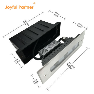 Lampu LED di tanah DC24V 3W 6W 3000K #316 SS IP67 Panjang linier 195MM + Kaca tempered