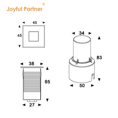 Lampu bawah tanah LED Baja tahan karat 1W 2W AC/DC 2700K-6000K DIA38MM Dengan kaca beku