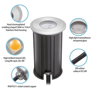 1W IP68 Waterproof Lampu bawah air 316SS 12V 24V LED kolam renang Lampu 2700k - 6500k