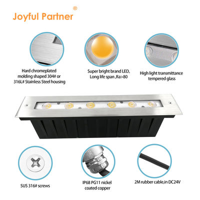 Lampu Linear Bawah Air Baja Tahan Karat 316 DMX 512 RGB 12W DC24V Lensa Asimetris RGB3IN1