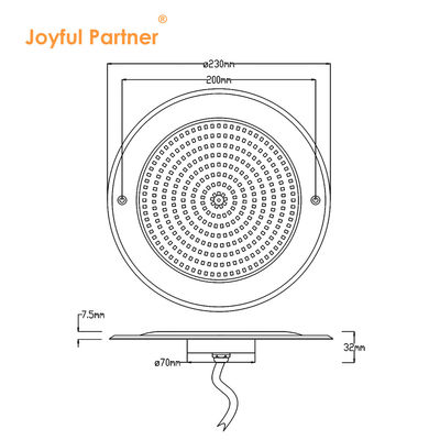 Lampu kolam renang tahan air PAR56 LED 316SS Housing Ultra Thin 7.5mm Resin Diisi Dinding Dipasang 230MM 18W 25W DC AC12V