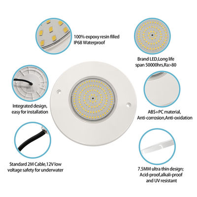 Lampu kolam renang LED bawah air PAR56 AC12V Ultra Thin H=7.5mm 10W 18W 25W 35W RF Remote Control