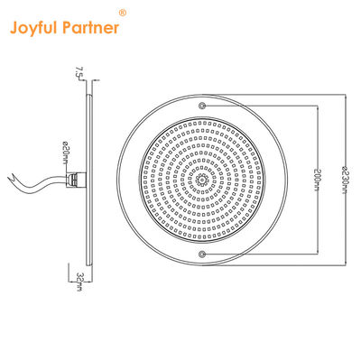 IP68 Lampu Meja Kolam LED 12V 230MM Permukaan Gunung Lampu Bawah Air