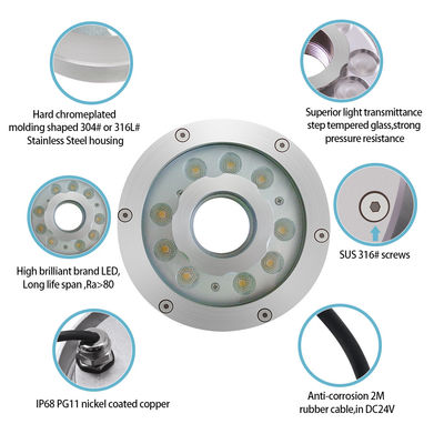 18W RGB LED Fountain Pool Light DMX Control Waterproof IP68 Lampu bawah air