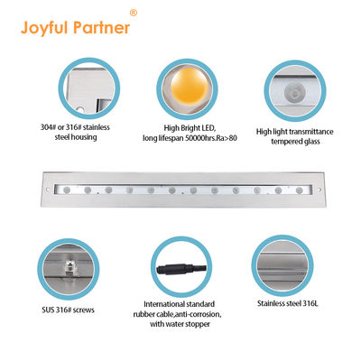SS316L Lampu Linier Bawah Air 3000K 4000K 6000K IP68 Lampu Wall Washer LED