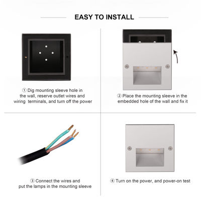 Lampu Tangga LED SMD 2W Osram Tersembunyi di Dinding IP65 Desain Modern Bahan Aluminium Untuk Koridor
