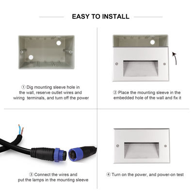 COB 8W Indoor Outdoor Recessed LED Step Light IP65 Proyek Waterproof Instalasi