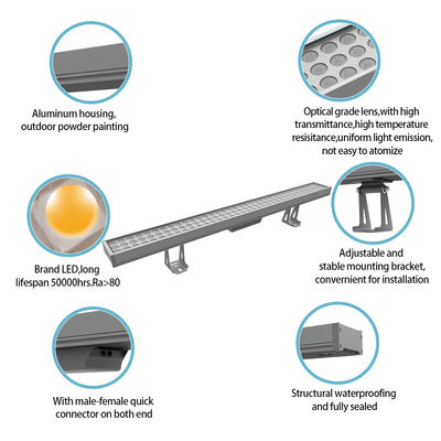 Commercial Rectangle LED Linear Downlight 108W 1000MM Fasad Tembok Washer Lampu