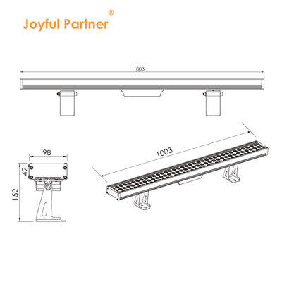 Commercial Rectangle LED Linear Downlight 108W 1000MM Fasad Tembok Washer Lampu