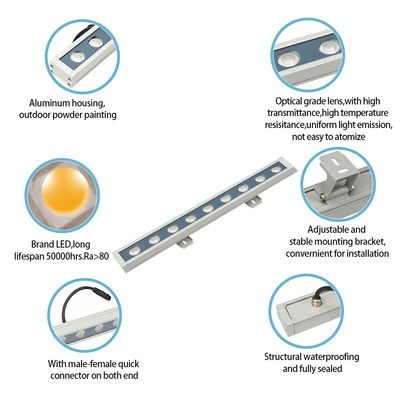 LED Wall Washer Light DC24V Bahan Aluminium L500MM Waterproof Dengan Sertifikasi CE ROHS