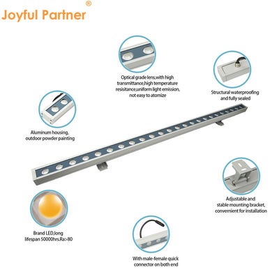 24W Rgbw LED Wall Washer Light Linear 2700k - 6500k Waterproof Untuk Bangunan