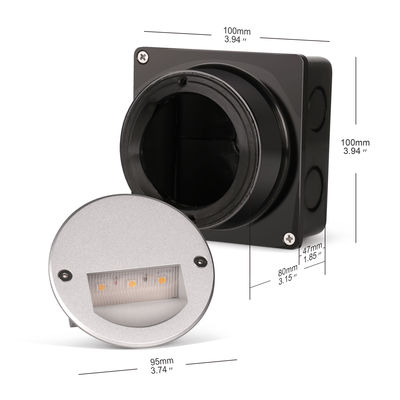 Aluminium Outdoor LED Step Light IP65 Round Cover Square Sleeve Wall Stairway