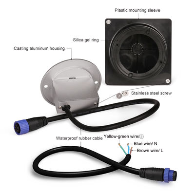 Aluminium Outdoor LED Step Light IP65 Round Cover Square Sleeve Wall Stairway