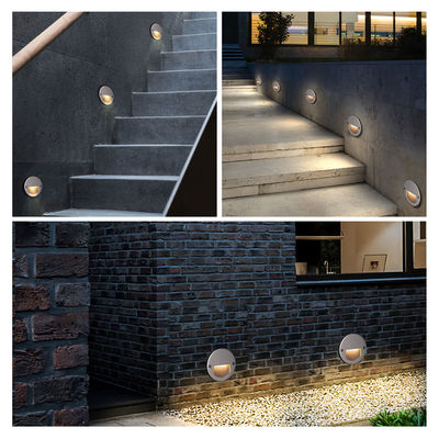 Aluminium Outdoor LED Step Light IP65 Round Cover Square Sleeve Wall Stairway