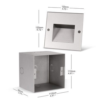 Lampu dinding tangga aluminium persegi 3w DC 24v Bahan aluminium untuk interior yang bergaya