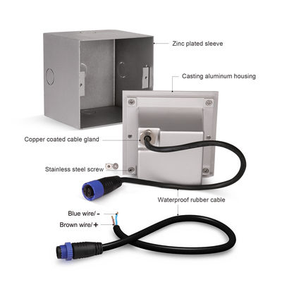 Lampu dinding tangga aluminium persegi 3w DC 24v Bahan aluminium untuk interior yang bergaya