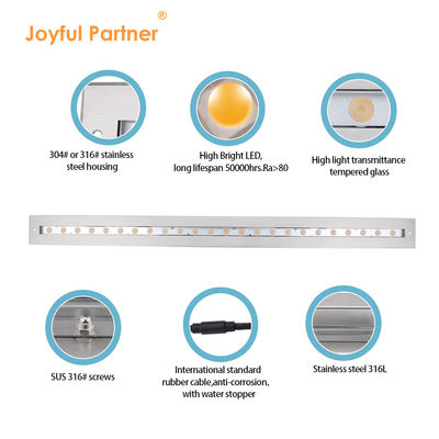 Lampu Bar Linear IP68 Luar Ruang Waterproof Stainless Steel DMX512 RGB+3000k Lampu Bawah Air
