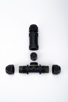 Konektor Tahan Air Tipe T IP68 Konektor Kabel 3 Saluran 3 Tiang Luar Ruangan