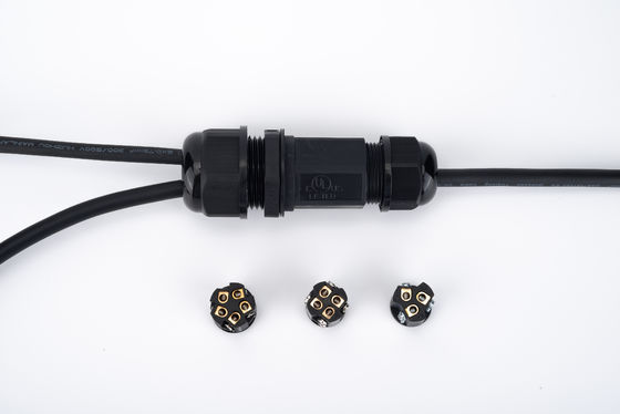 IP68 Quick Connector Waterproof 1 In 2 Out Warna Hitam Untuk Kotak Gabungan Kabel bawah tanah
