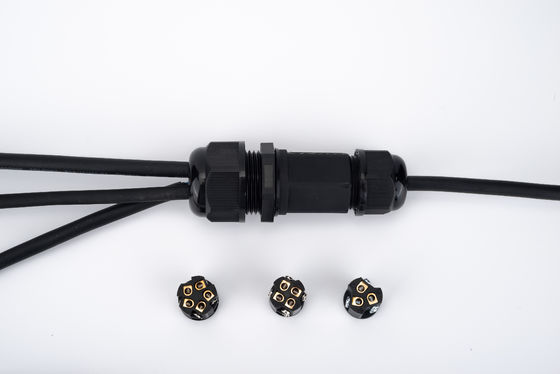 IP68 Quick Connector Waterproof 1 In 2 Out Warna Hitam Untuk Kotak Gabungan Kabel bawah tanah