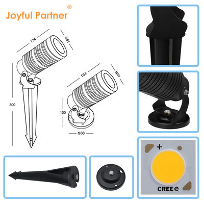 Lampu Spike Taman Spot 12W LED IP65 Dapat Disesuaikan DIA61MM Tinggi 143MM Dengan Desain Heat Sink yang Baik