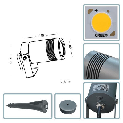 IP65 LED Landscape Light 10W 2700k 3000k Lampu Arsitektur Lampu Taman Fecade Dengan Dasar Atau Spike