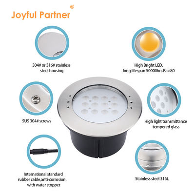Pabrik langsung IP68 tahan air stainless steel 316L lampu kolam renang terendam 12W LED Inground Uplight