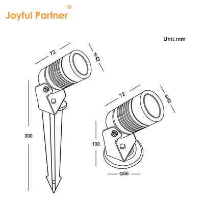 Outdoor Lighting Small LED Garden Spotlight dengan Spike atau Aluminium Mounting Base