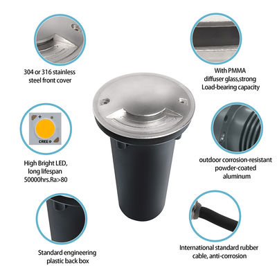 Dua Cara LED IP67 Waterproof Dan Dustproof Ik08 LED Lampu bawah tanah stainless steel