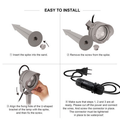 3W 6W RGB IP67 Waterproof DC12V 24V Optical Reflector LED Plastic Spike Spot Light Untuk Pohon Taman