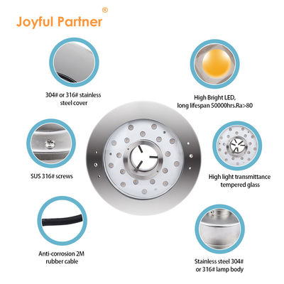 Joyful Partner 6W 9W 12W 18W 24V DMX Control Baja tahan karat IP68 Lampu Air Panas RGB