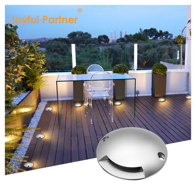 Side Emitting Recessed Step Inground Light Round Low Voltage 1W DC 24V 3000k IP67 Waterproof Cold White Aluminium Housing