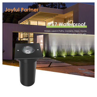 6W COB LED 85mm*85mm Aluminium Hitam Rumah Bentuk persegi Lampu LED Terkubur Di Bawah Tanah Untuk Taman Patio Luar Ruangan