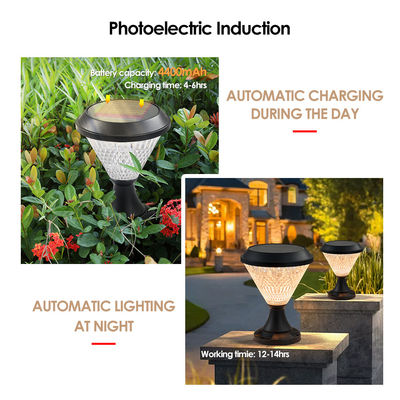Lampu Bollard Surya Bahan ABS Panel Sloar Polikristalin Epistar SMD DIA245mm IP65 APP Kontrol tahan air
