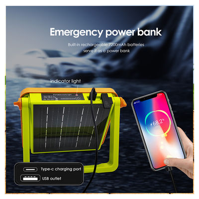 Portable Led Solar Flood Light SMD LED IP65 Waterproof Dengan Remote Control Baterai Warm White 3000K Rechargeable