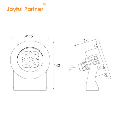 Lampu bawah air LED tahan air IP68 12W 16W Baja tahan karat 316 DC24V Sudut balok 8 derajat