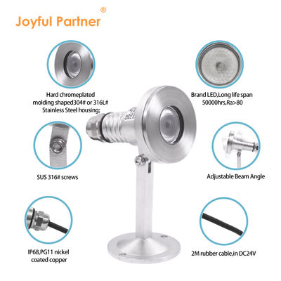 Lampu Led Di Bawah Air Waterproof DC24V 12V RGB Dengan Sertifikat CE Mounting Bracket IP68