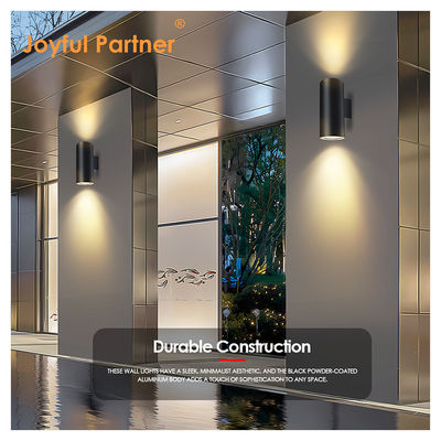 Double Head Wall Lamp Waterproof Circular Emitting Light Up And Down Black Housing Dengan Alloy Aluminium