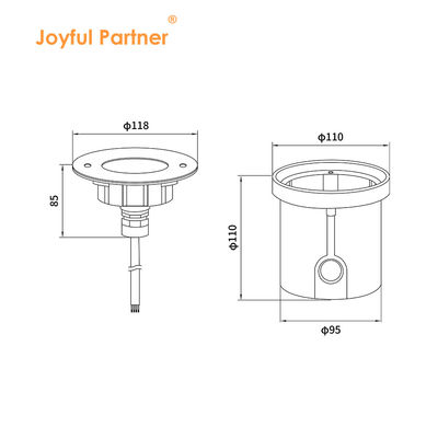 Lampu LED bawah air 3W DIA118MM IP68 316 Baja tahan karat Putih Panas DC24V Dengan Sleeve Pemasangan Plastik