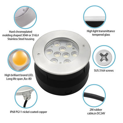 12V 24V LED Lampu Bawah Air 9W 18W RGB Full Color Lampu Baja Baja IP68 Untuk Kolam Renang