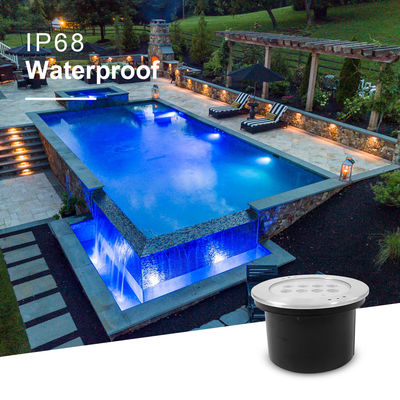 Lampu kolam renang LED Di bawah air RGBW IP68 SS316 DIA200mm Waterproof CE Rohs IP68 Multi Color DC24V