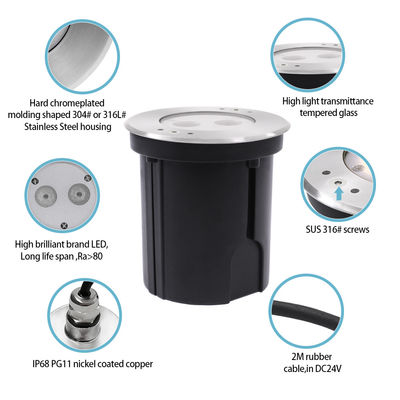 Lampu Led Dibawah Air tahan air Baja tahan karat 316 DC24V IP68 RGBW 4in1 Dengan Lensa Asimetris