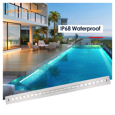 IP68 Lampu Linier Di Bawah Air Stainless Steel 316 24W LED DALI Dimmable dengan lengan pemasangan plastik